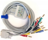 Универсальный кабель ЭКГ к электрокардиографам со штекерами отведений 4 мм и пружиной (banana)